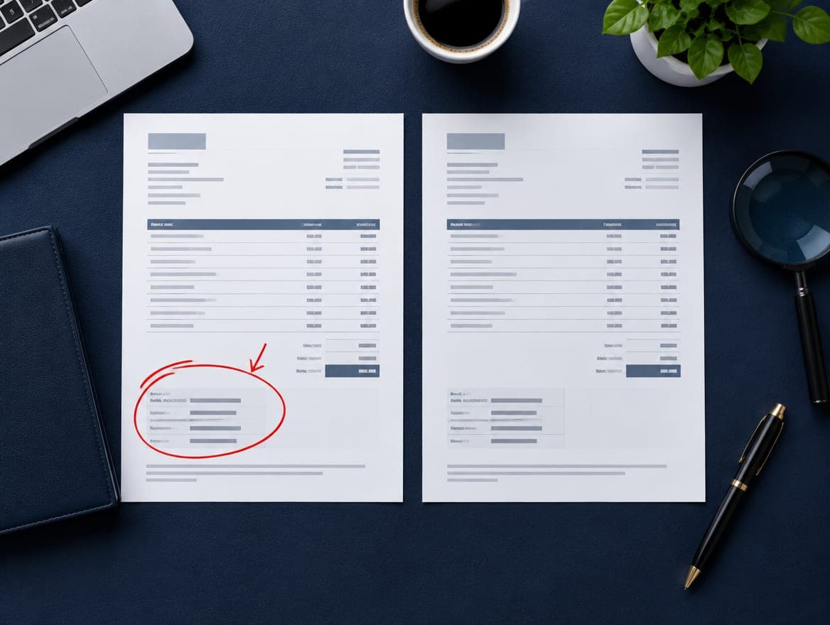 Invoice with changed bank details circled in red